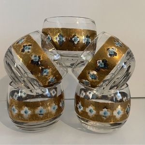 MCM Culver Roly Poly Barware, 22kt Series, Valencia, Cocktail Glasses